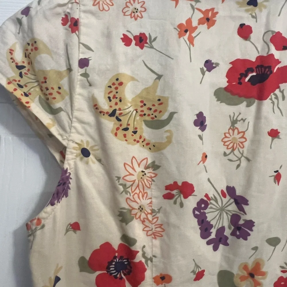Anthropologie Cream Floral Midi Dress with Black Trim - Picture 14 of 16